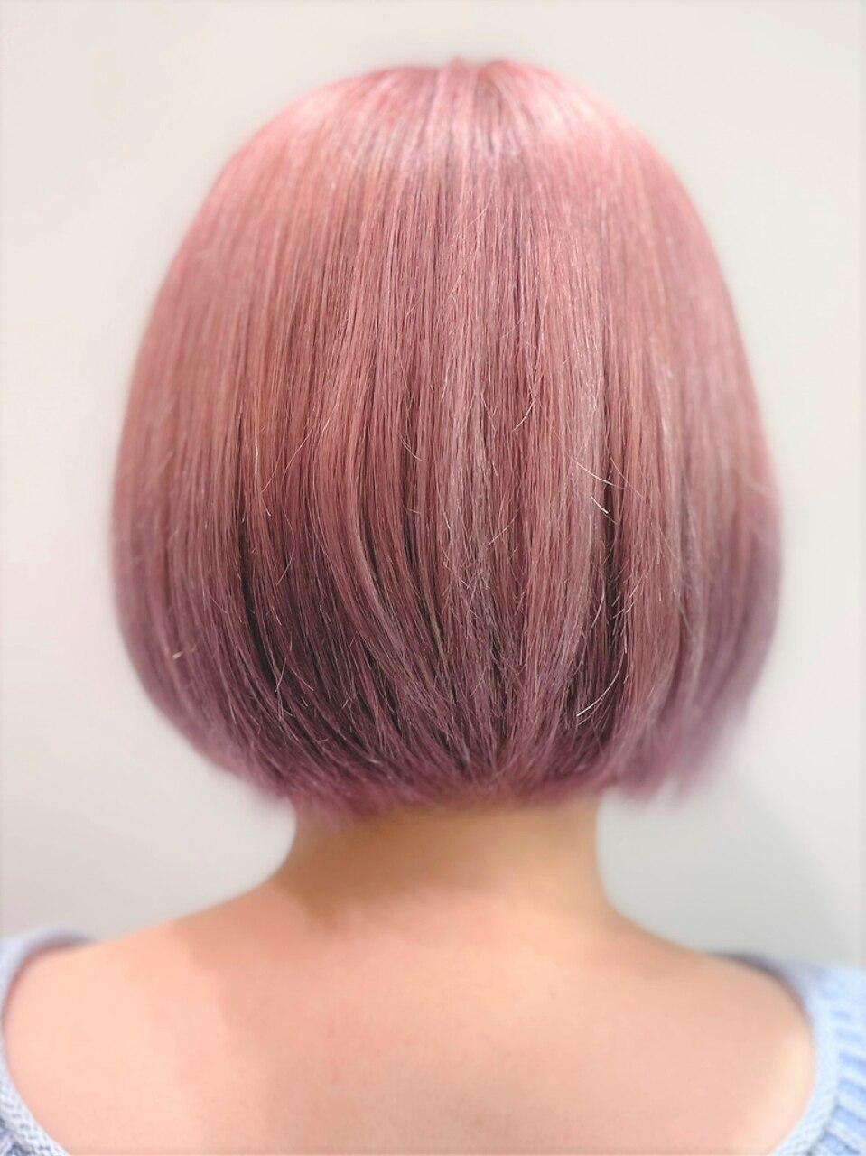 ボブ×ベージュピンク